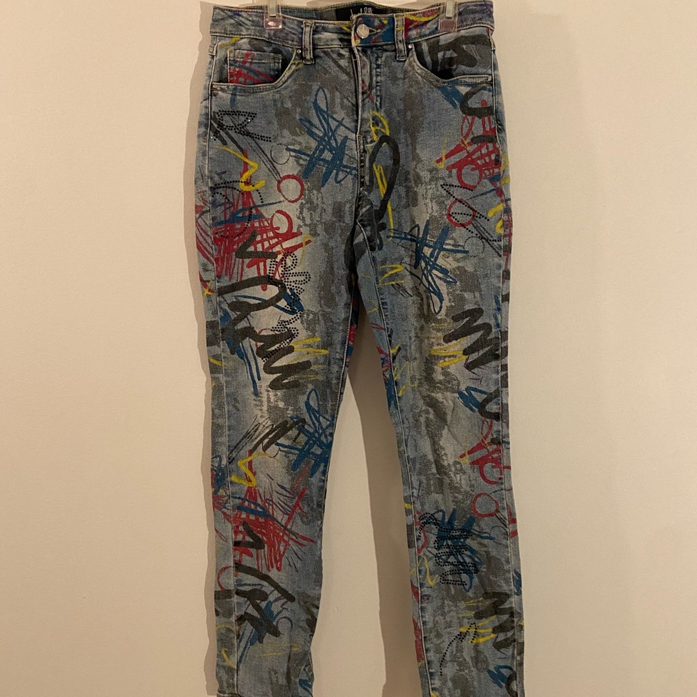Joseph Ribkoff Multicolor Graffiti Skinny Jeans